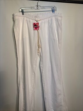 Roxy Off White Wide Leg Drawstring Pants